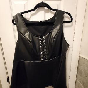 Pleather lace up shirt